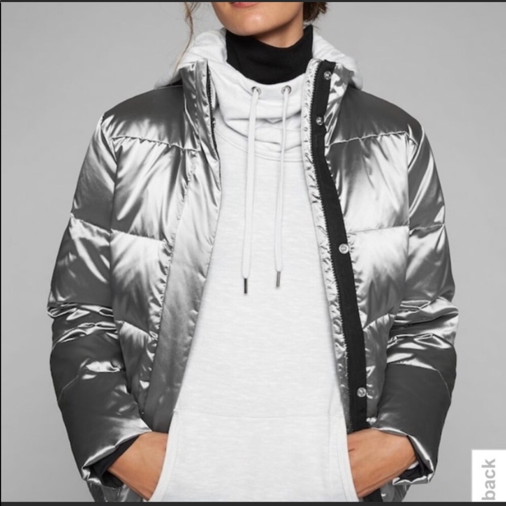 Athleta Silver Reflective Bomber Jacket